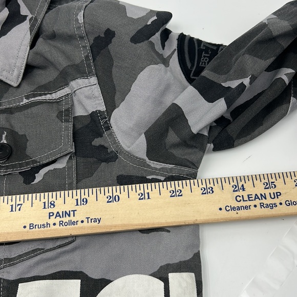 ECKO UNLTD HOODIE JACKET CANVAS CAMO PRINT MENS SIZE MEDIUM GRAY BLACK - Picture 7 of 10